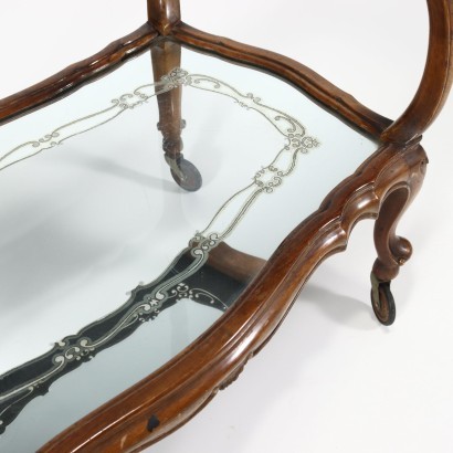 Table Basse Style Rococo Noyer Verre Italie XX Siècle