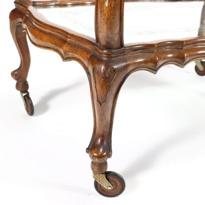 Table Basse Style Rococo Noyer Verre Italie XX Siècle