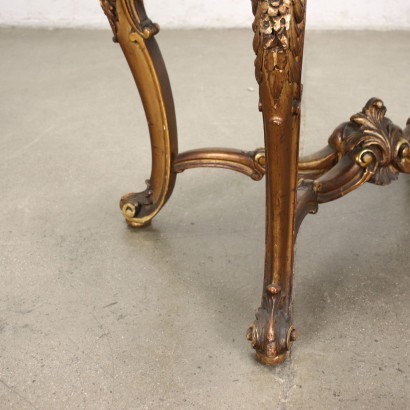 Table Basse de Style Rococo Albâtre Bois Doré Italie XX S.