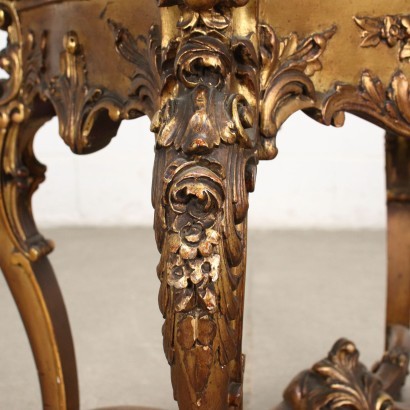 Table Basse de Style Rococo Albâtre Bois Doré Italie XX S.