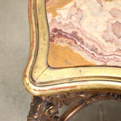 Table Basse de Style Rococo Albâtre Bois Doré Italie XX S.