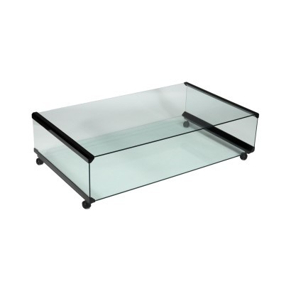 Table Basse par Radice & Gallotti Verre Laiton Italie '70s-'80s