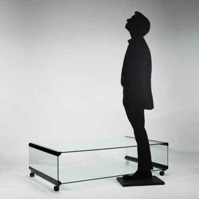 Table Basse par Radice & Gallotti Verre Laiton Italie \'70s-\'80s