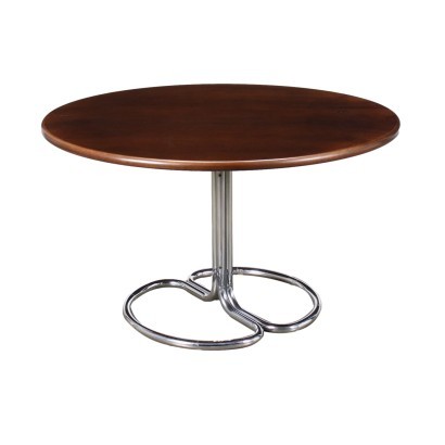Maia Table par G. Stoppino Placage de Noyer Métal Chromé Italie '60s