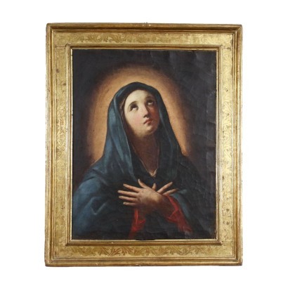 Vierge qui Prie Huile sur Toile Italie XVII Siècle