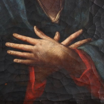 Vierge qui Prie Huile sur Toile Italie XVII Siècle