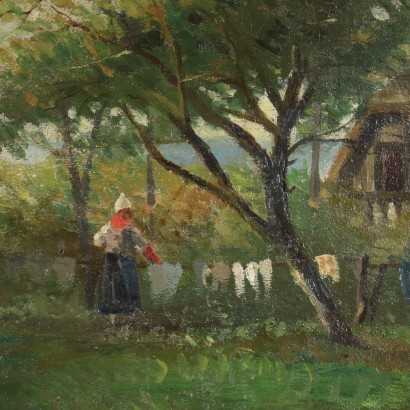 Huile sur Toile par Attilio Guffanti Italie XX Siècle