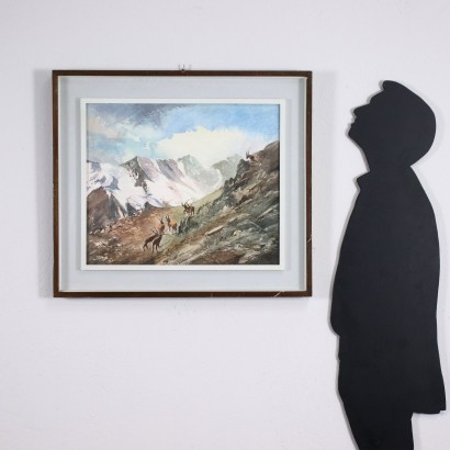 Aquarelle sur Papier par Piero Galanti Italie XX Siècle.