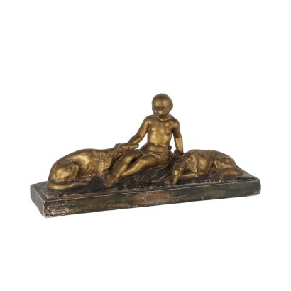 antiquariato, scultura in ceramica, antiquariato scultura in ceramica, scultura in ceramica antica, scultura in ceramica antica italiana, scultura in ceramica di antiquariato, scultura in ceramica neoclassico, scultura in ceramica del 800,Scultura in Gesso Emile Rouff,Gli Amici Fedeli,Emile Rouff,Emile Rouff