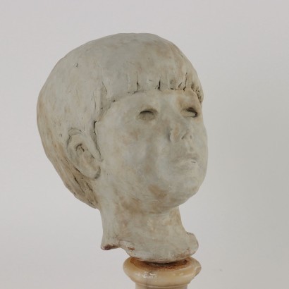 antiquariato, scultura in ceramica, antiquariato scultura in ceramica, scultura in ceramica antica, scultura in ceramica antica italiana, scultura in ceramica di antiquariato, scultura in ceramica neoclassico, scultura in ceramica del 800,Testa di Fanciullo in Creta,M. Cassola,M. Cassola