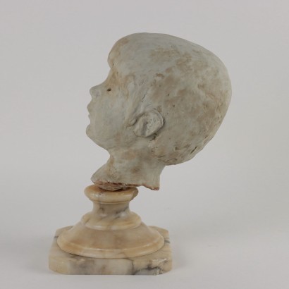 antiquariato, scultura in ceramica, antiquariato scultura in ceramica, scultura in ceramica antica, scultura in ceramica antica italiana, scultura in ceramica di antiquariato, scultura in ceramica neoclassico, scultura in ceramica del 800,Testa di Fanciullo in Creta,M. Cassola,M. Cassola