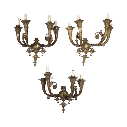 antiquariato, applique, antiquariato applique, applique antiche, applique antiche italiane, applique di antiquariato, applique neoclassico, applique del 800,Tris di Applique