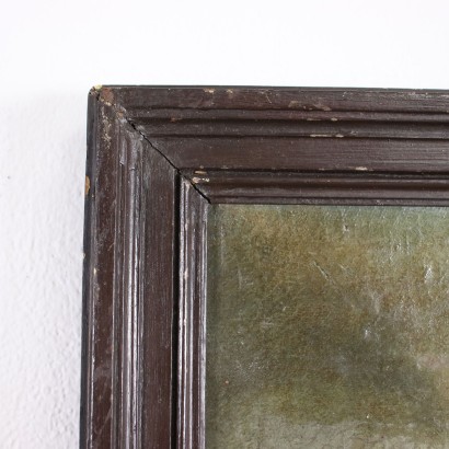 Landschaft mit Fluss und Weiblicher Figur Öl auf Leinwand Italien '800