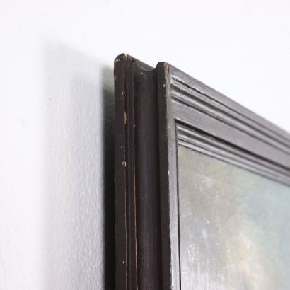 Landschaft mit Fluss und Weiblicher Figur Öl auf Leinwand Italien '800