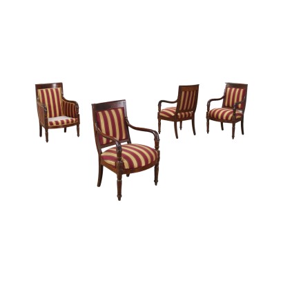 antiquariato, poltrona, antiquariato poltrone, poltrona antica, poltrona antica italiana, poltrona di antiquariato, poltrona neoclassica, poltrona del 800,Gruppo di Quattro Poltrone Impero,Gruppo di Quattro Poltrone Impero