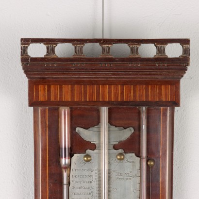 Wandbarometer mit Thermometer Mahagoni Glas Niederlande XIX Jhd
