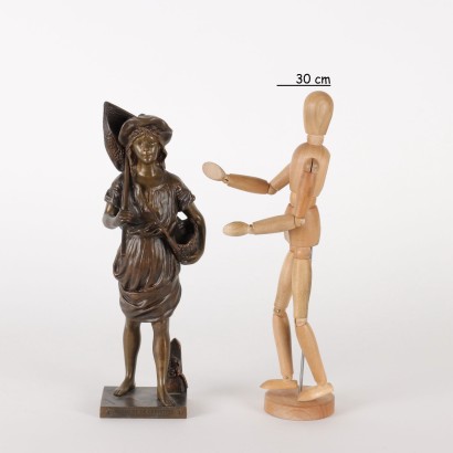 Pêcheuse de Crevettes Jean Garnier Bronze France XX Siècle