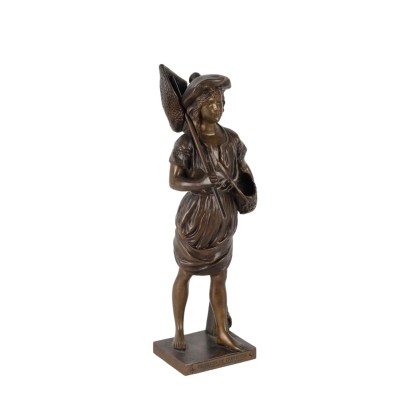 Pêcheuse de Crevettes Jean Garnier Bronze France XX Siècle