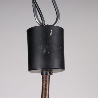 Ceiling Lamp Teak Opaline Glass Italy 1960s