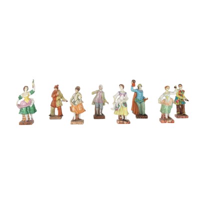 Gruppe von 8 Capodimonte Figuren Porzellan - Italien XX Jhd