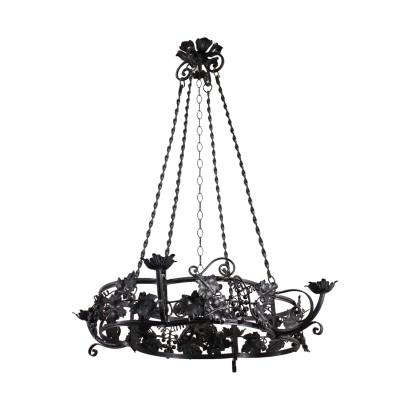 Liberty Chandelier Wrought Iron - Italy XX Century