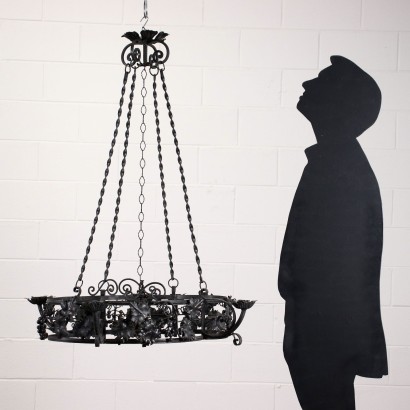 Liberty Chandelier Wrought Iron - Italy XX Century