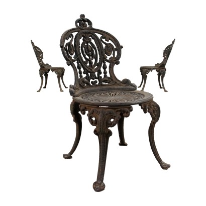 Trio of Eclectic Garden Chairs Cast Iron - Italy XIX Century