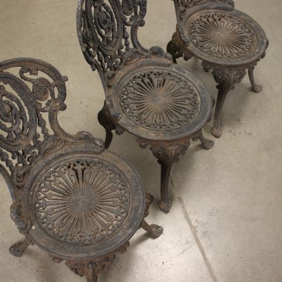 Trio of Eclectic Garden Chairs Cast Iron - Italy XIX Century