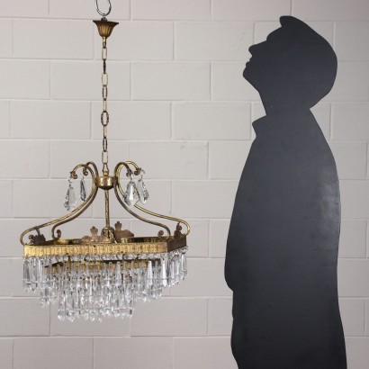 Chandelier Brass Glass Italy XX Century