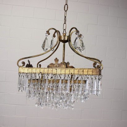 Chandelier Brass Glass Italy XX Century