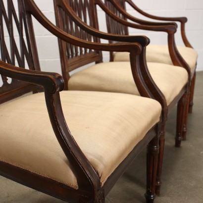 antiquariato, poltrona, antiquariato poltrone, poltrona antica, poltrona antica italiana, poltrona di antiquariato, poltrona neoclassica, poltrona del 800,Gruppo di Tre Poltrone Neoclassiche Vero