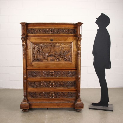 antigüedades, secreter, secreter antiguo, secreter antiguo, secreter italiano antiguo, secreter antiguo, secreter neoclásico, secreter del siglo XIX, secreter estilo neorrenacentista