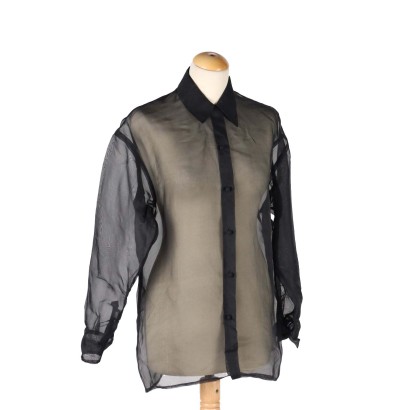 moda vintage, vintage Paris, vintage francia, vintage seta,Camicia Vintage in Organza Nera