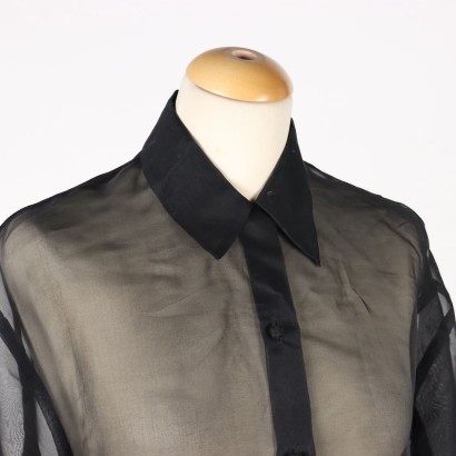 moda vintage, vintage Paris, vintage francia, vintage seta,Camicia Vintage in Organza Nera