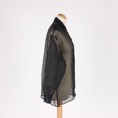 moda vintage, vintage Paris, vintage francia, vintage seta,Camicia Vintage in Organza Nera