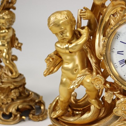 antiquariato, orologio, antiquariato orologio, orologio antico, orologio antico italiano, orologio di antiquariato, orologio neoclassico, orologio del 800, orologio a pendolo, orologio da parete,Trittico Orologio in Bronzo G. Raglia