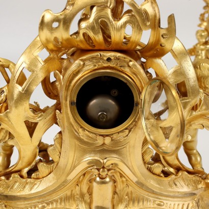 antiquariato, orologio, antiquariato orologio, orologio antico, orologio antico italiano, orologio di antiquariato, orologio neoclassico, orologio del 800, orologio a pendolo, orologio da parete,Trittico Orologio in Bronzo G. Raglia