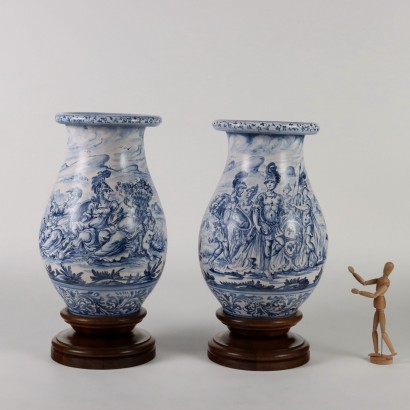 antiquariato, vaso, antiquariato vasi, vaso antico, vaso antico italiano, vaso di antiquariato, vaso neoclassico, vaso del 800,Coppia di Vasi Giuseppe Mazzotti Albisol