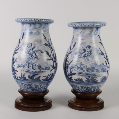 antiquariato, vaso, antiquariato vasi, vaso antico, vaso antico italiano, vaso di antiquariato, vaso neoclassico, vaso del 800,Coppia di Vasi Giuseppe Mazzotti Albisol
