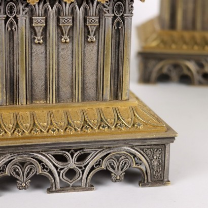 antiguo, reloj, reloj antiguo, reloj antiguo, reloj italiano antiguo, reloj antiguo, reloj neoclásico, reloj del siglo XIX, reloj de péndulo, reloj de pared, tríptico Reloj neogótico