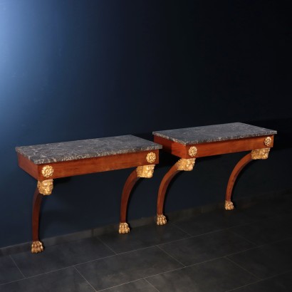 antigüedades, consola, consola antigüedades, consola antigua, consola italiana antigua, consola antigua, consola neoclásica, consola del siglo XIX, par de consolas