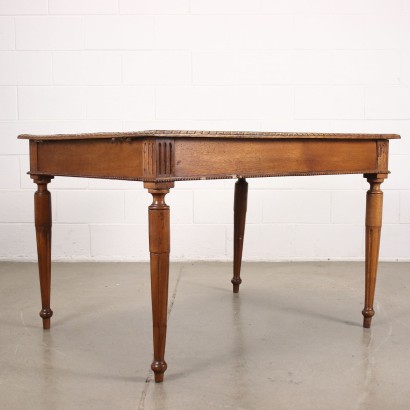 Neoclassical Table and Pair of Consoles Walnut Italy XVIII Century