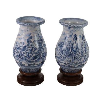 antiquariato, vaso, antiquariato vasi, vaso antico, vaso antico italiano, vaso di antiquariato, vaso neoclassico, vaso del 800,Coppia di Vasi Giuseppe Mazzotti Albisol