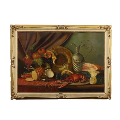 Kunst, italienische Kunst, italienische Malerei des 20. Jahrhunderts, Adriano Gajoni, Stillleben mit Obstgeschirr, Arag, Adriano Gajoni, Stillleben mit Obstgeschirr, Arag, Adriano Gajoni, Stillleben mit Obstgeschirr, Arag, Adriano Gajoni
