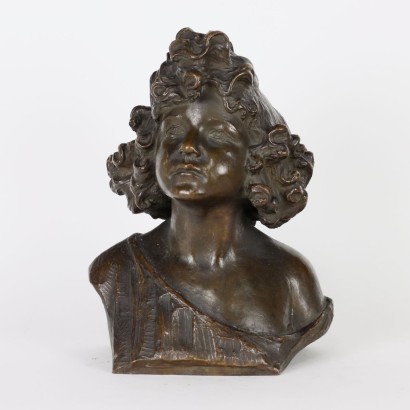 Buste d\'une Jeune Fille Art Nouveau Bronze Italie XIX-XX Siècle