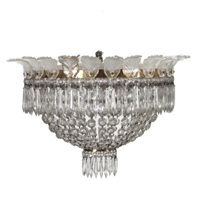 Lustre Style Baccarat Verre Italie XX Siècle