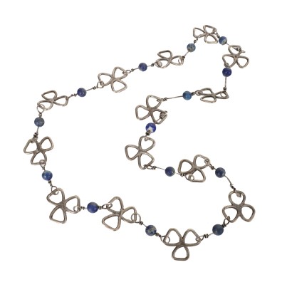 vintage, bigiotteria vintage, collana vintage, collana in argento,Collana Anni 70 in Argento e Lapislazz
