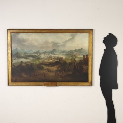 Scene from the Carlist Battle Oil on Canvas Italy XIX Century