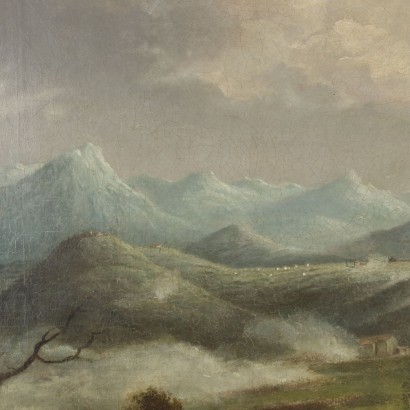 Scene from the Carlist Battle Oil on Canvas Italy XIX Century