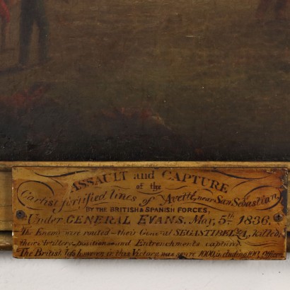 Scene from the Carlist Battle Oil on Canvas Italy XIX Century